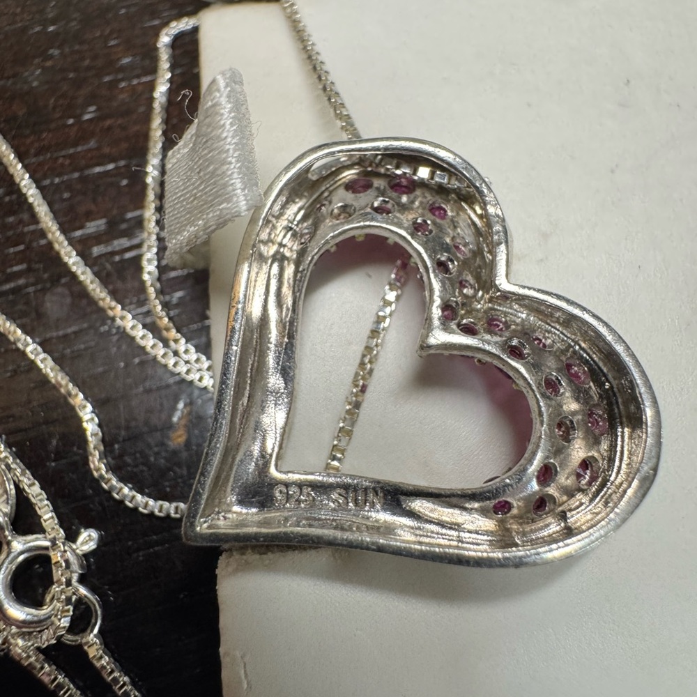 925 Floating Ruby Heart Necklace - image 5